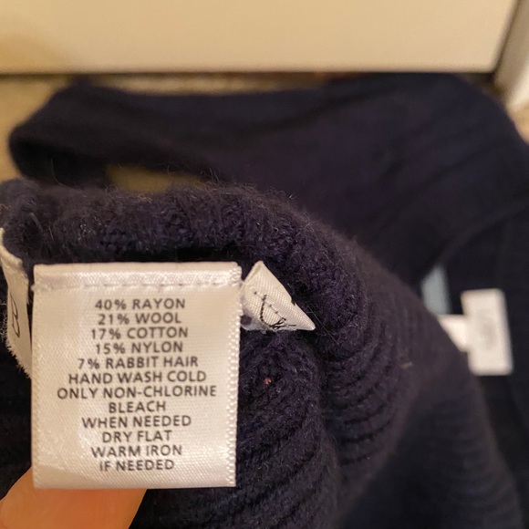 Loft Navy Wool V-Neck Sweater - Picture 3 of 4